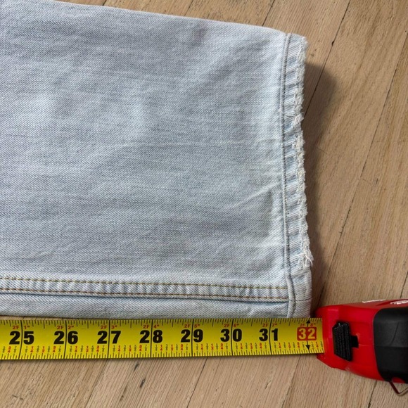 American Eagle Light Wash Distressed Straight Leg Jeans 33/34 Light Blue Cotton - Picture 4 of 8